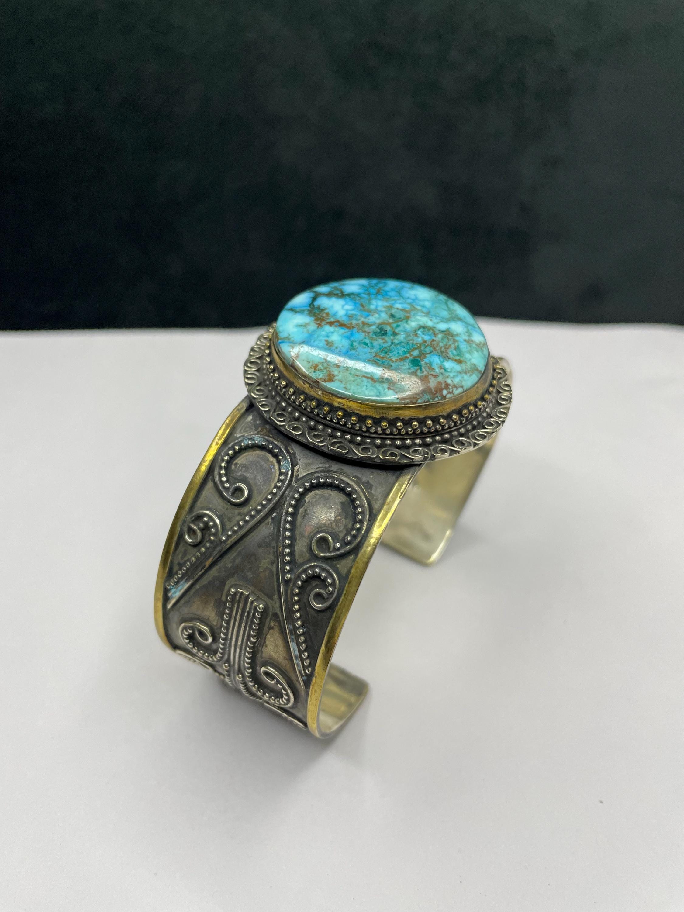 【】ターコイズ シルバー カフブレスレット ヴィンテージ スターリングシルバー ターコイズ カフブレスレット