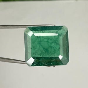 【ꫛꫀꪝ】#797　K16GP　グリーンバンデットアゲート　リーフ Deep Green Emerald Octagon Cut Faceted Natural Gemstone for