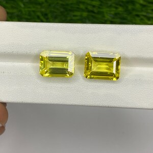 Yellow Sapphire, Lab Grown Sapphire Rectangle Shaped Gems, Cut Stone, AAA Quality Gemstone 10x13 MM For Sale