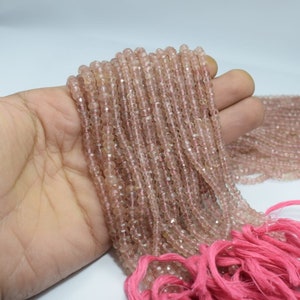 Beautiful!!Rose quartz Faceted Rondelle Beads, Natural Rose quartz, Beads, Beads Strand Quartz Jewelry Beads Wholesale Beads