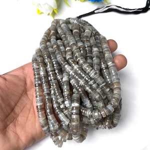 Antique!Rare Chocolate Moonstone Tyre Loose Beads Strand, Dark Gray Moonstone Wheel, AAA+ Quality Moonstone 15 inch Strand, 7MM to 8 MM