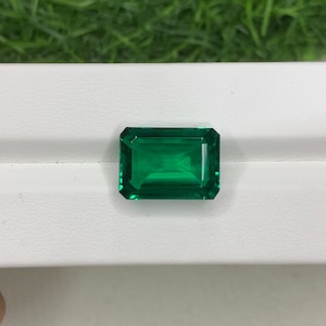 Hydrothermal Colombian Emerald, Lab Grown, Faceted Gemstone, Emerald Cut Stone, Natural Tested Lab Grown Emerald For Making Jewelry