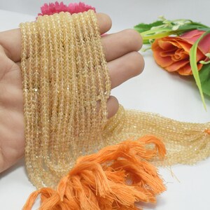 Natural Citrine Beads,  Citrine Faceted Rondelle Beads, Jewelry Supplies for Natural Jewelry Making, Wholesale Bulk Beads, 13"Inches Strands