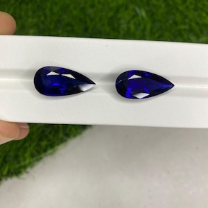 Flawless Hydrothermal  Blue Sapphire Pear Cut Stone, Handmade Faceted, Loose Sapphire, Lab Grown Sapphire, Certified Sapphire, For Jewelry