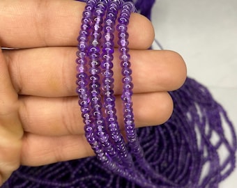African Amethyst Gemstone Beads: Purple Rondelle Strand (13 Inch)