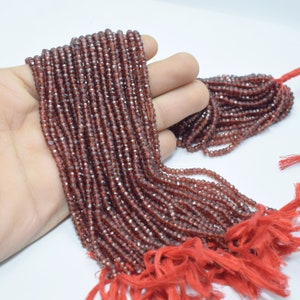 Natural AAA Mozambique Garnet Beads: Faceted Rondelle Gemstone, 13" Strand