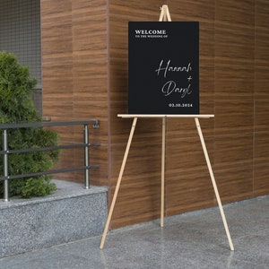 Black Wedding Welcome Sign Template, Modern Minimalist Welcome Sign ...