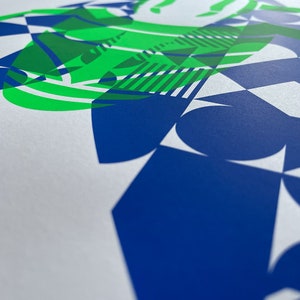 Poster néon sérigraphié Mouche fait main taille 50 x 70 bleu fluo / vert fluo image 4