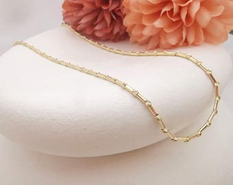 Collana con catena a sfere e tubi in oro massiccio 14K: gioielli fatti a mano per tutti i giorni