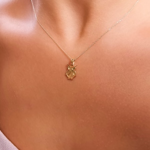 Dainty Owl Pendant Necklace, 14K Solid Gold Tiny Owl Necklace, Dainty Owl Necklace, Animal Jewelry, Handmade Jewelry, Great Gift For Her