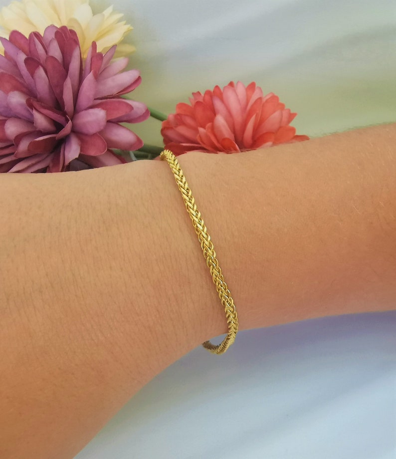 Palm Franco Chain Bracelet, 14K Gold Wheat Foxtail Chain Bracelet