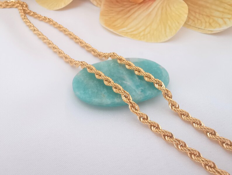22K Solid Gold Rope Chain: Unisex Twist Necklace - Etsy