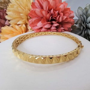 14K Gold Studded Cuff Bracelet Bangle, Spike Gold Bracelet, Handmade Jewelry, Pyramid Shape Stud Bangle, Gift For Lovers, Gift For Her