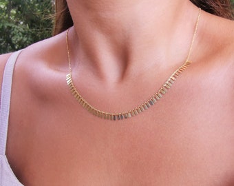 14K Solid Gold Dangle Tiny Rain Drop Chain, Gold Boho Choker, Drop Jewelry, Shiny Charm Necklace, Everyday Necklace, Great Gift For Her
