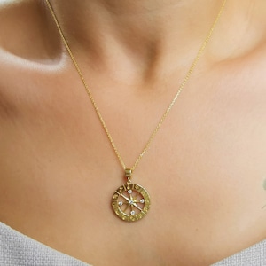 14K Solid Gold Sternzeichen Halskette, Gold Astrologie Karte Halskette, Astrologie Zeichen Anhänger, Konstellation Sternzeichen Halsketten, Geschenk für sie und ihn