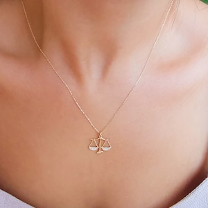 14K Solid Gold Lawyer Necklace, Libra Necklace, Justice Necklace ,Scales Neklace, Law Necklace, Lawyer Jewelry, Judge Necklace, Gift For Her