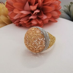 14K Solid Gold High Dome Filigree Ring, Minimalist Design Elegant Ring, Custom Handmade Dainty Gold Ring, Handmade Jewelry, Gift For Her