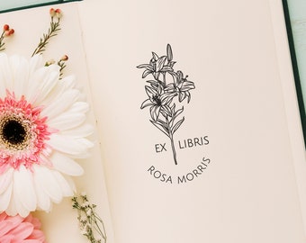 Personalized flower Book stamp | EX LIBRIS STAMP