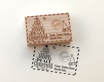 Personalized Christmas Tree Gift Tag Stamp | Santa Claus