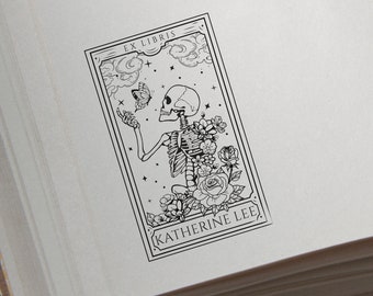 Sello de libro de calavera personalizado / Sello de calavera ex libris / Sello Exlibris personalizado