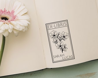 Flower ex libris stamp