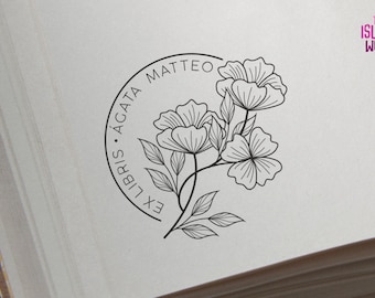 Personalized Flower Book Stamp | Ex libris Flower Stamp | Perfect gift for reading lovers | Perfect Gift | Book Stamp