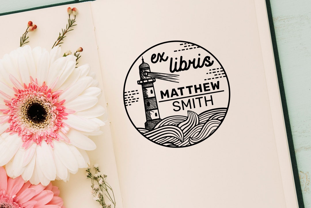 Ex Library Stamp Lighthouse Ex Libris Stamp | Personalized Library Book Stamp - Etsy