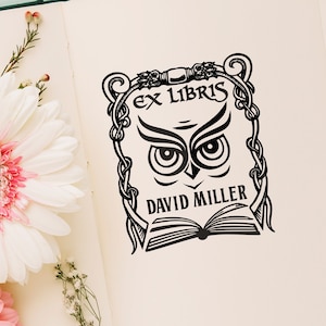 Ex libris Owl | From the Library Stamp | Ex Libris Stamp | Library Stamp | Personalized Book Stamp | Book Plate Stamp | Gift | Book Lover
