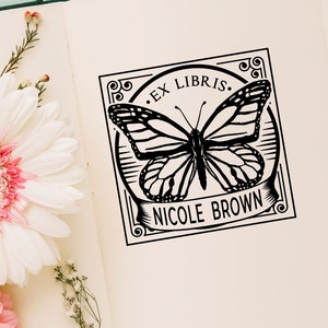Butterfly Stamp | From the Library of Stamp | Ex Libris Stamp |  Library Stamp |  Personalized Book Stamp | Custom Book Stamp | Gift