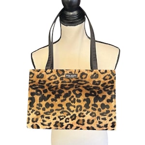 Vintage 90s Kate Spade New York Faux Fur Leopard Print Structured Shoulder Bag Purse