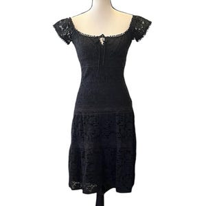 Vintage Betsey Johnson New York Sheer Lace Goth Witchy Vamp Milkmaid Dress S 6