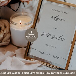 Advice And Wishes Wedding Sign, Customised Wishing Well Sign, Wedding Sign Template for DIY Brides, Easily Editable Wedding Sign for all