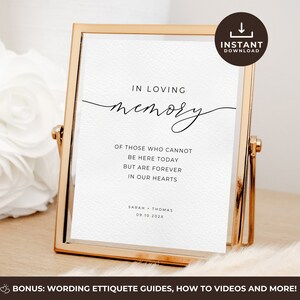 Memory Table Sign Download, Minimalist In Loving Memory Sign, Memory Sign Wedding Template, Modern and Minimalistic Editable Template