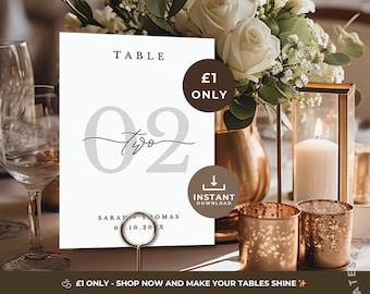 Wedding Sign Bundle Table Numbers, Reception Table Number Editable Sign, Wedding Table Numbers, Minimalistic Modern Wedding, Canva Template
