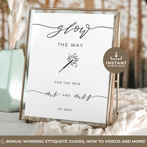 Let Love Glow Sign for Wedding, Glow Stick Sign Template, Glow Stick Send Off Sign, Minimalist Modern Wedding, Editable Canva Template