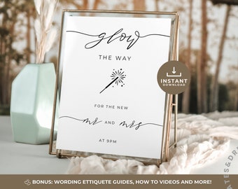 Let Love Glow Sign for Wedding, Glow Stick Sign Template, Glow Stick Send Off Sign, Minimalist Modern Wedding, Editable Canva Template