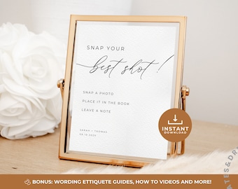 Modern Wedding Photo Guestbook Sign, Photo Booth Station Wedding Signm Minimalist Wedding Photo Guest Book Sign, Editable Canva Template