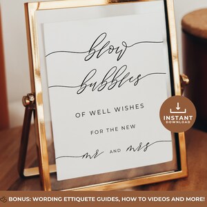 Bubble Wedding Send off, Wedding Send Off, Blow Bubbles Of Well Wishes For The New Mr And Mrs, Minimalist Modern Editable Canva Template
