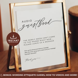 Audio Guestbook Sign Wedding, Wedding Sign Template, Please Sign Our Audio Guestbook Phone, Minimalist Modern Wedding