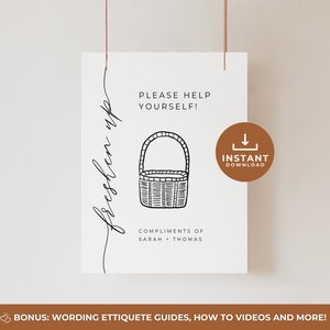 Bathroom Basket Sign Wedding, Wedding Bathroom Sign Template, Ladies & Gents Restroom Sign, Modern Minimalist Wedding, Edit on Canva