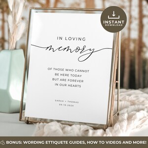 Minimalist In Loving Memory Sign, Simple In Loving Memory Sign Wedding Template, Modern and Minimalistic Wedding Sign Editable Template