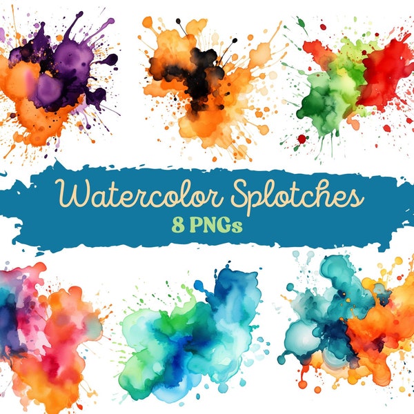 Watercolor Splotch Clipart, Watercolor Splotch PNG, Watercolor PNG, Watercolor Splash Clipart, Watercolor Graphics