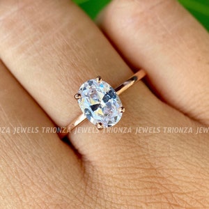 Hidden Halo 1.50 TW Oval Cut Moissanite Engagement Ring | Oval Wedding Ring | Dainty Oval Solitaire Ring | Minimalist Anniversary Gifts/Ring
