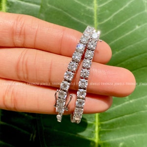 Certified VVS1 Ideal Cut Moissanite Tennis Bracelet, Bridal Moissanite Tennis Bracelet 3mm 6.00 TCW Round Cut Moissanite 925 Sterling Silver
