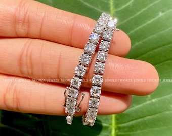 Certified VVS1 Ideal Cut Moissanite Tennis Bracelet, Bridal Moissanite Tennis Bracelet 3mm 6.00 TCW Round Cut Moissanite 925 Sterling Silver