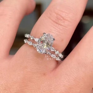 3.05 CT Oval Cut Moissanite Engagement Bridal Set Ring Gift For Her Wedding Band Promise Ring Set Wedding Gift Stylish Bridal Set Ring