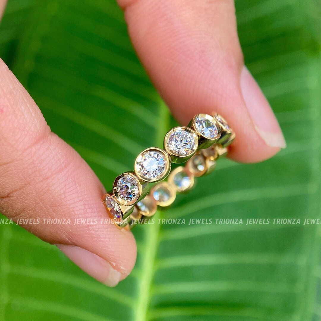 14k 18k 10k Gold Full Diamond Eternity Ring, Stackable Ring Wedding ...