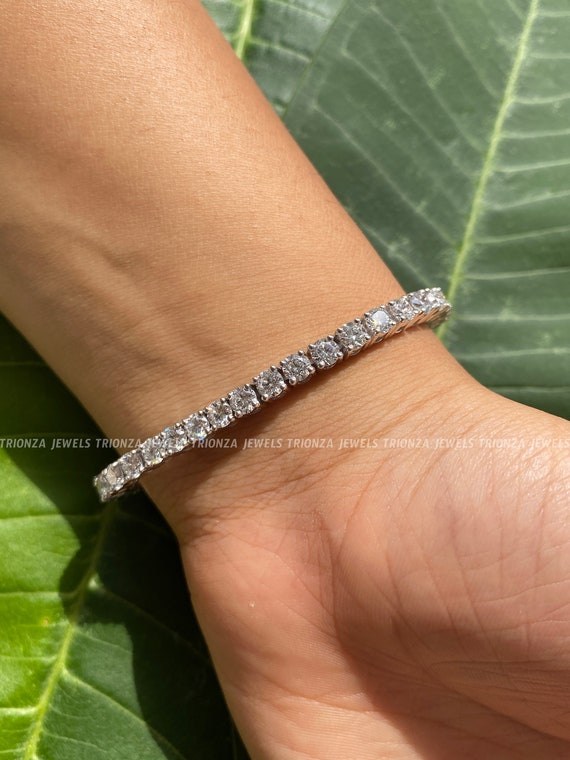 Tennis Bracelet 3mm 6.00TCW Round Cut Diamond 925 Sterling
