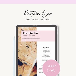 Protein bar recipe card, Instant download, Ipad, Printable recipe