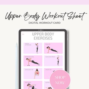 Upper body exercise sheet, Arm workout, Digital download, Home workout, Gym workout